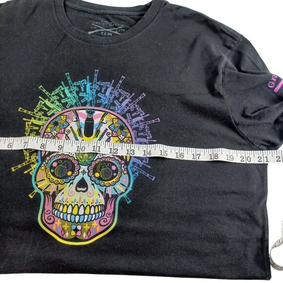 Grunt Style Black Sugar Skull T-Shirt Short Sleeve Cotton Crew Neck Men Size XL - Picture 8 of 9